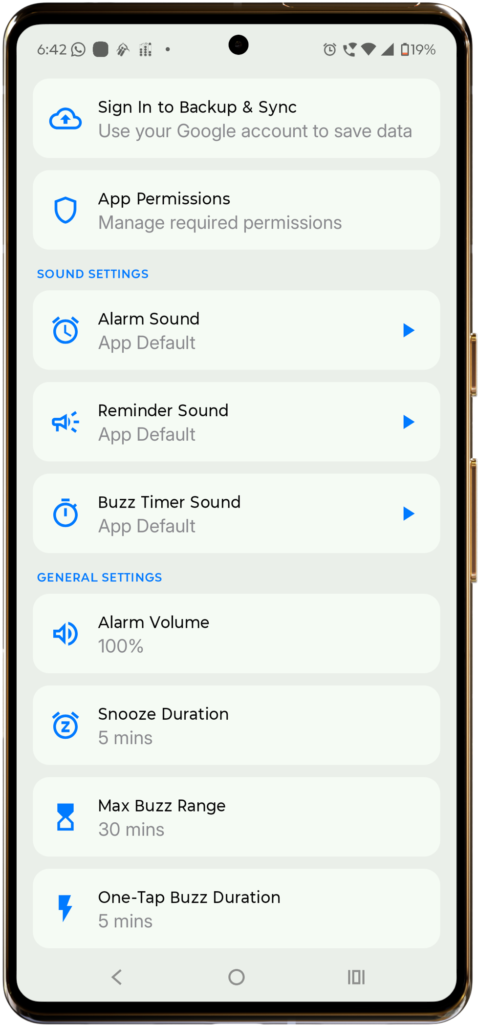 Settings Light